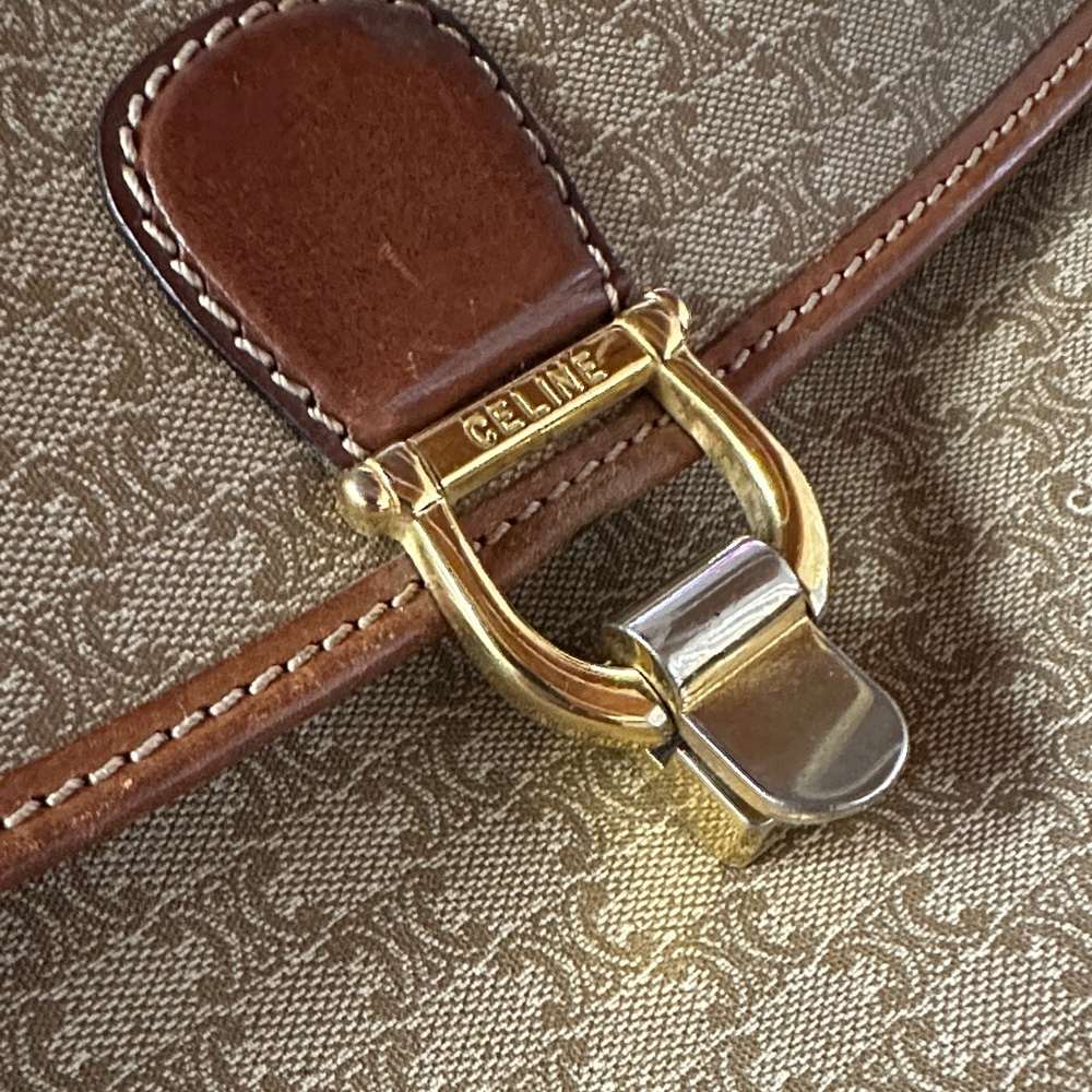 Vintage Celine Beige Canvas and Brown Leather Satchel - Picture 14 of 15